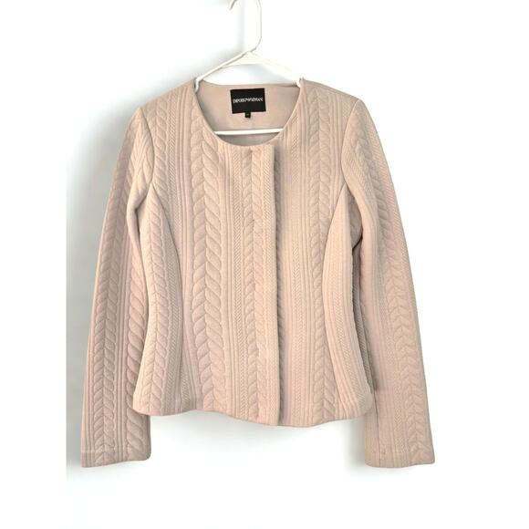 Emporio Armani Dress Jacket Cable Knit Effect Fit Flare Suit Career Office Siren - Picture 5 of 12